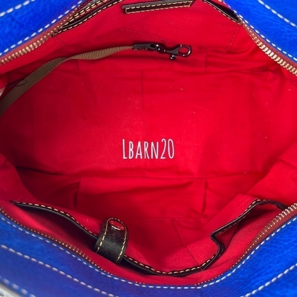 Dooney and Bourke DB Royal Blue Toledo Leather Wing Strap Satchel Florentine Bag - Picture 2 of 14